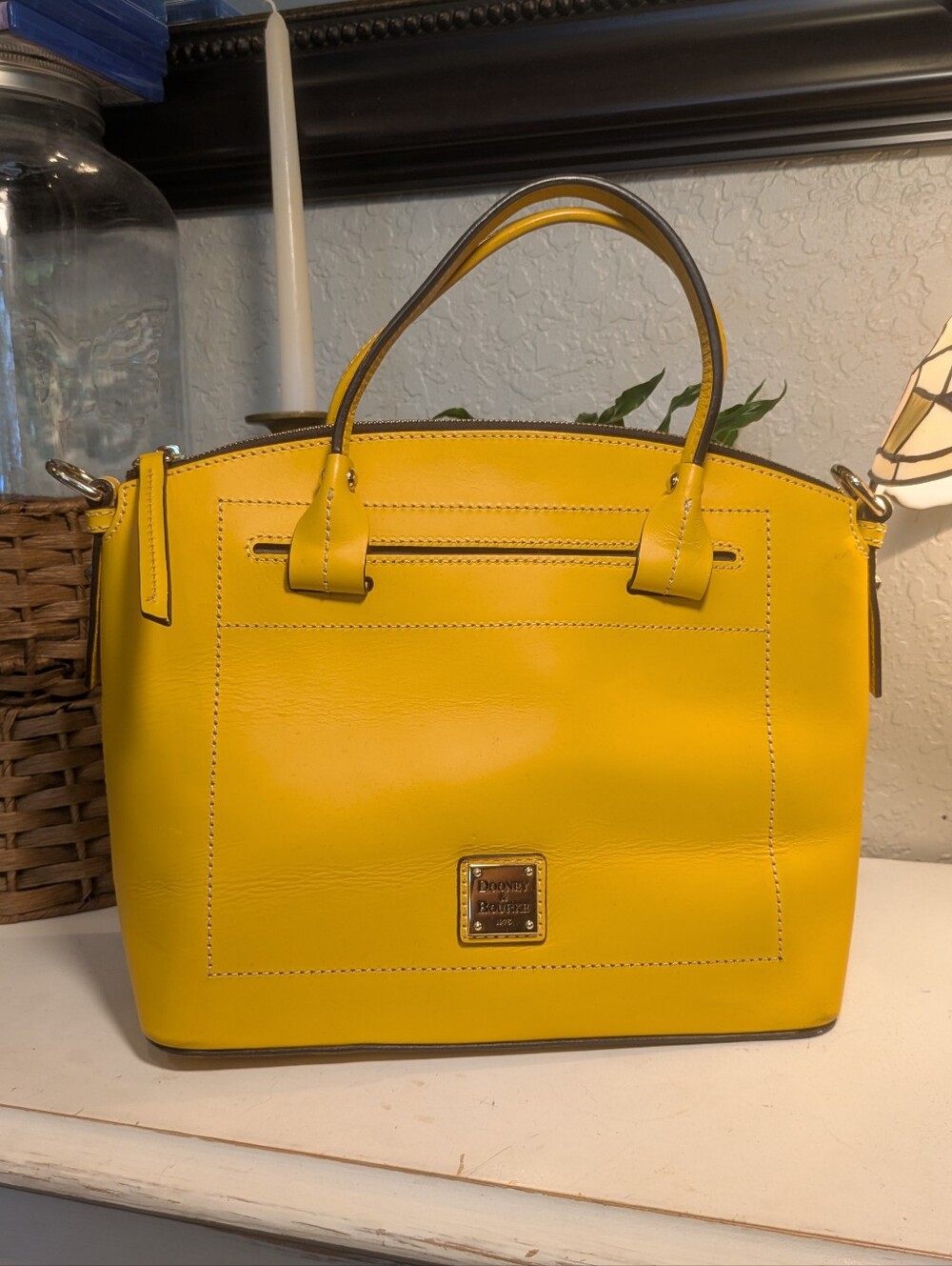 Dooney & Bourke Yellow Leather Satchel Shoulder Strap Not Included